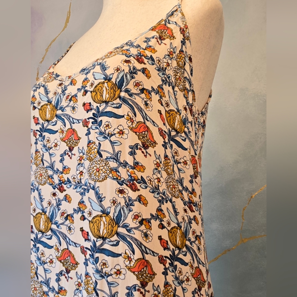 NATURAL LIFE Multicolor Floral Poppies Dahlias Sun Dress NWOT S